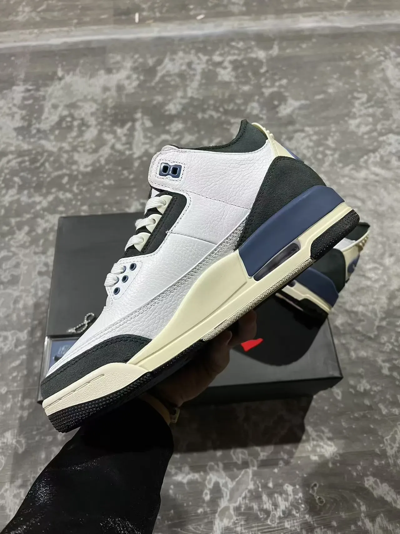 Air Jordan 3 White Black Navy Chaussures de Basketball 5