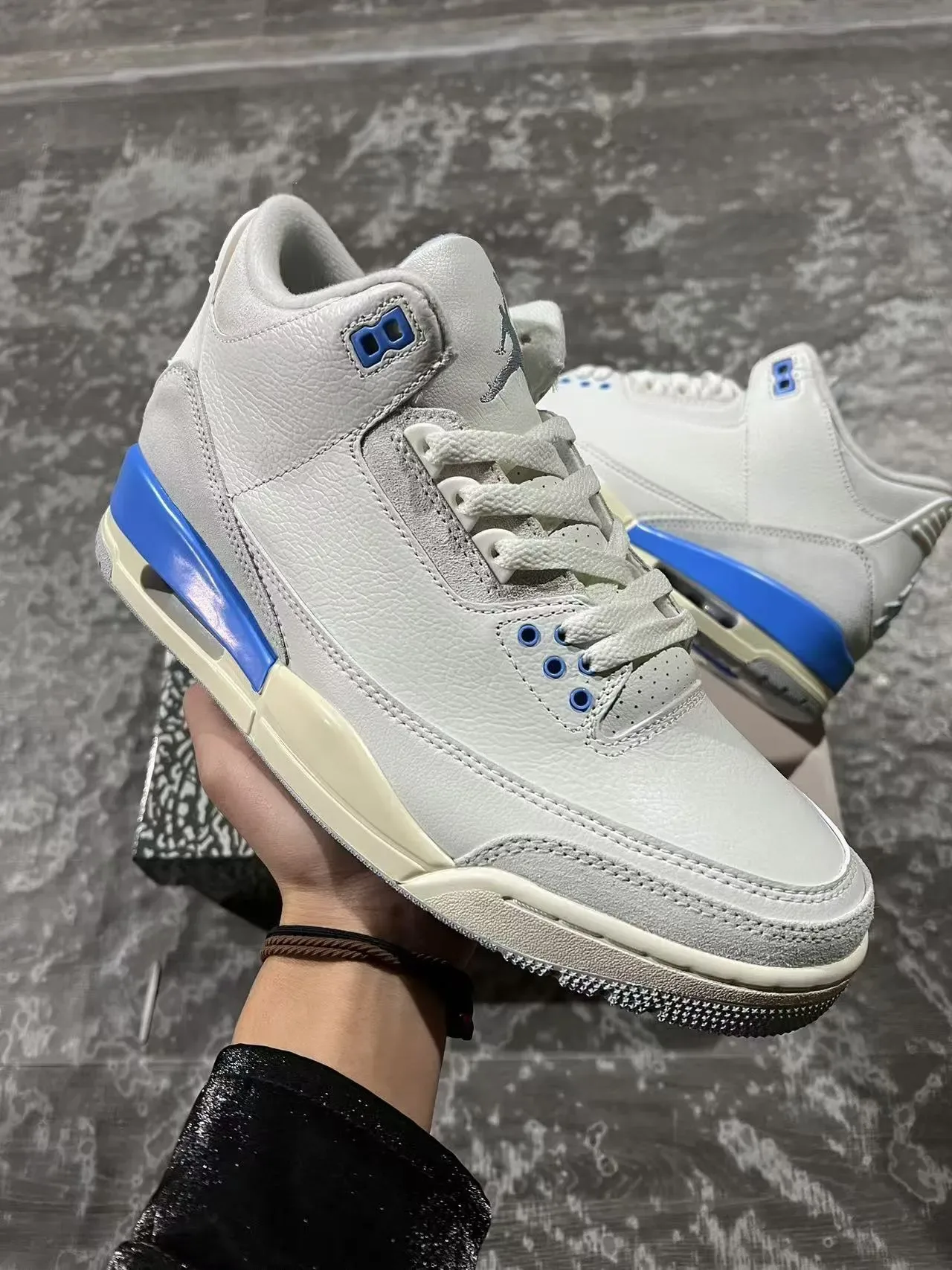 Air Jordan 3 Chaussures de Basketball Blanc Bleu Éléphant 2