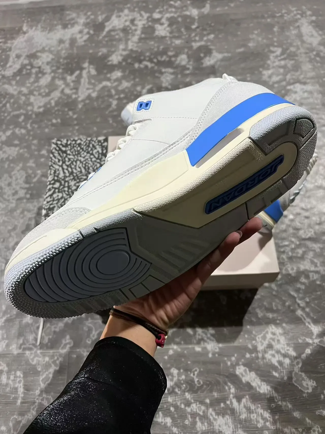 Air Jordan 3 Chaussures de Basketball Blanc Bleu Éléphant 6