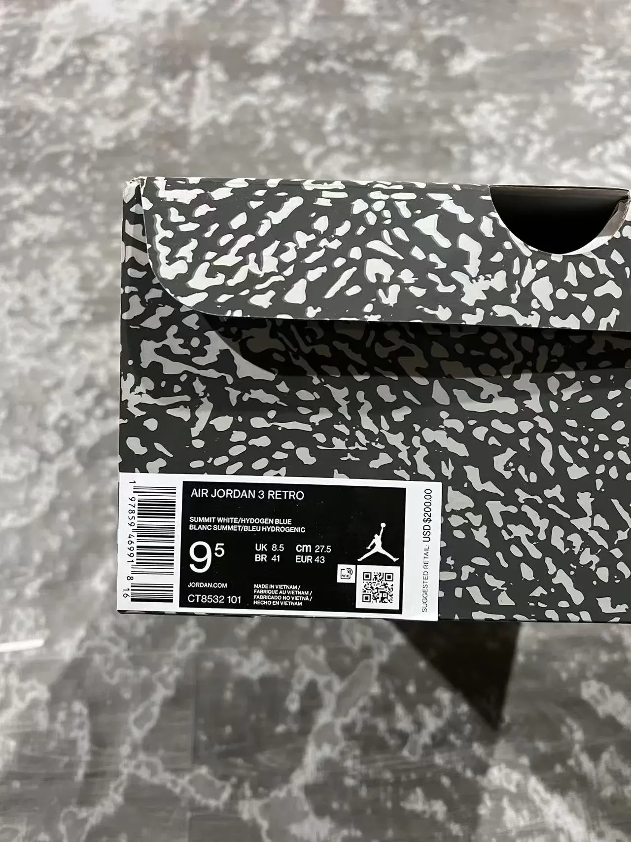 Air Jordan 3 Chaussures de Basketball Blanc Bleu Éléphant 10
