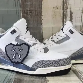 Air Jordan 3 White Carbon Grey Elephant Print Basketball Shoes