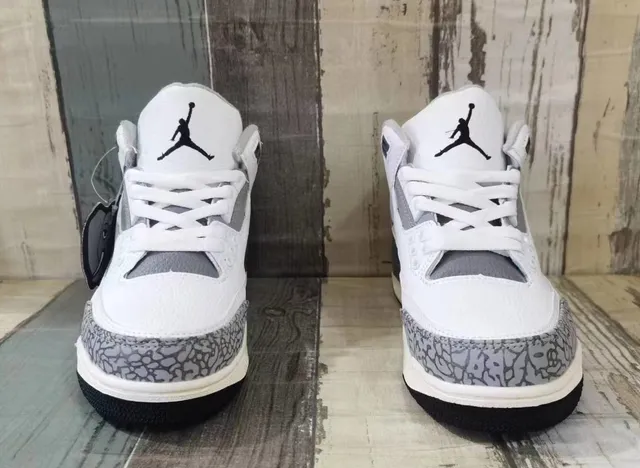 Chaussures de basketball Air Jordan 3 blanc et gris carbone à imprimé éléphant 3
