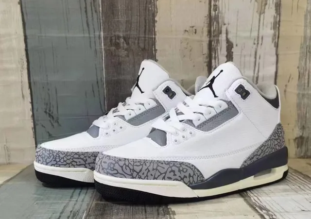 Chaussures de basketball Air Jordan 3 blanc et gris carbone à imprimé éléphant 5