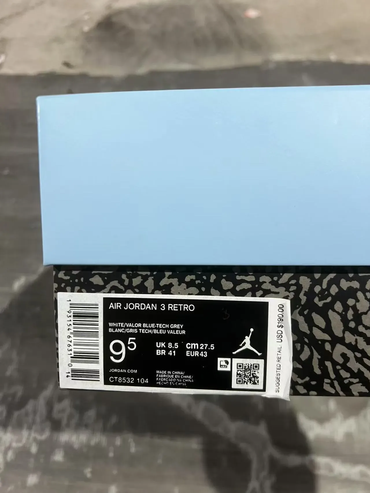 Air Jordan 3 Chaussures de Basket Blanc Bleu Clair Imprimé Éléphant 10