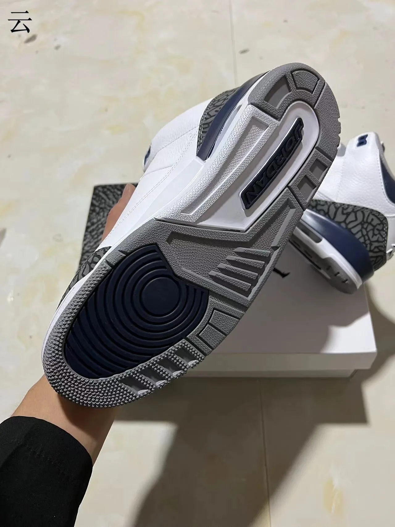 Air Jordan 3 White Navy Elephant Print Basketball Shoes 6