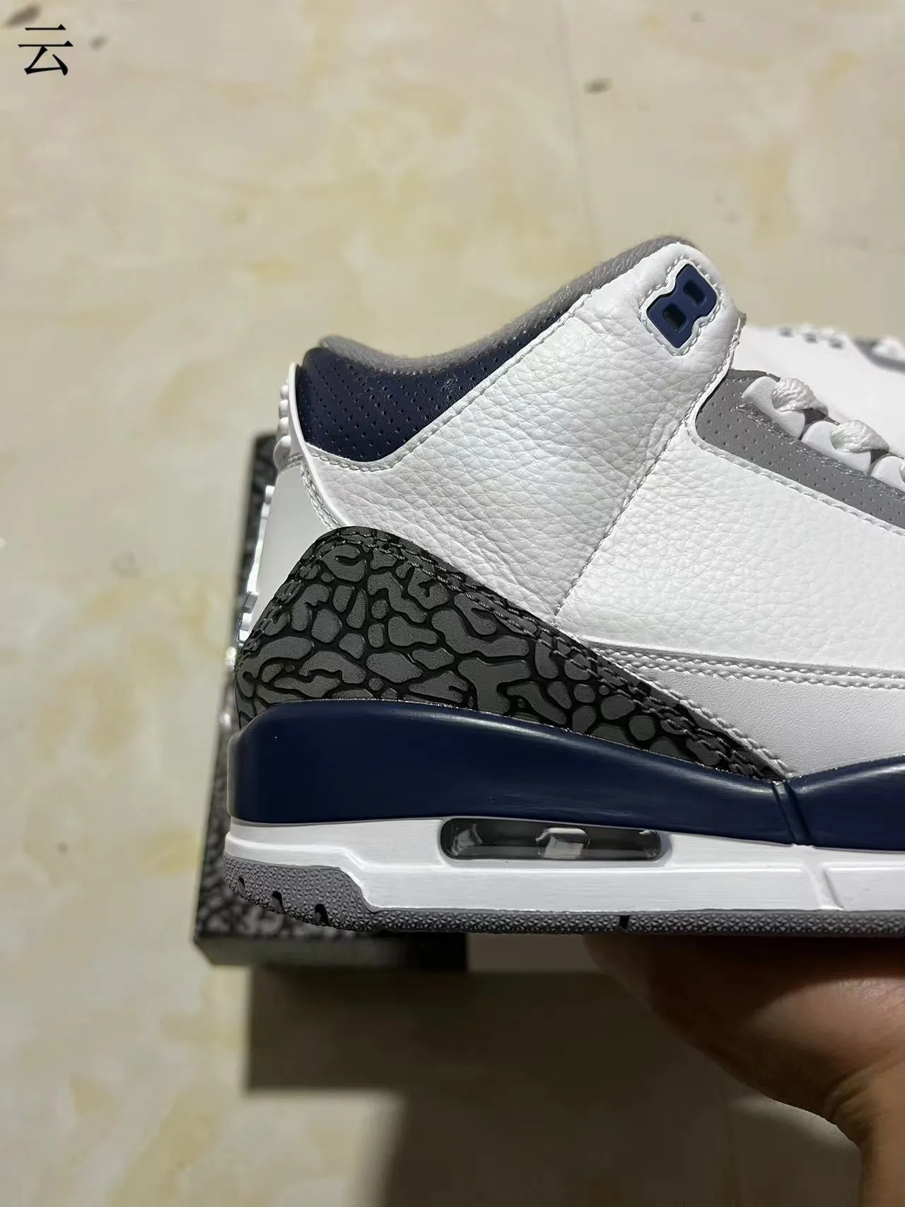 Air Jordan 3 White Navy Elephant Print Basketball Shoes 7