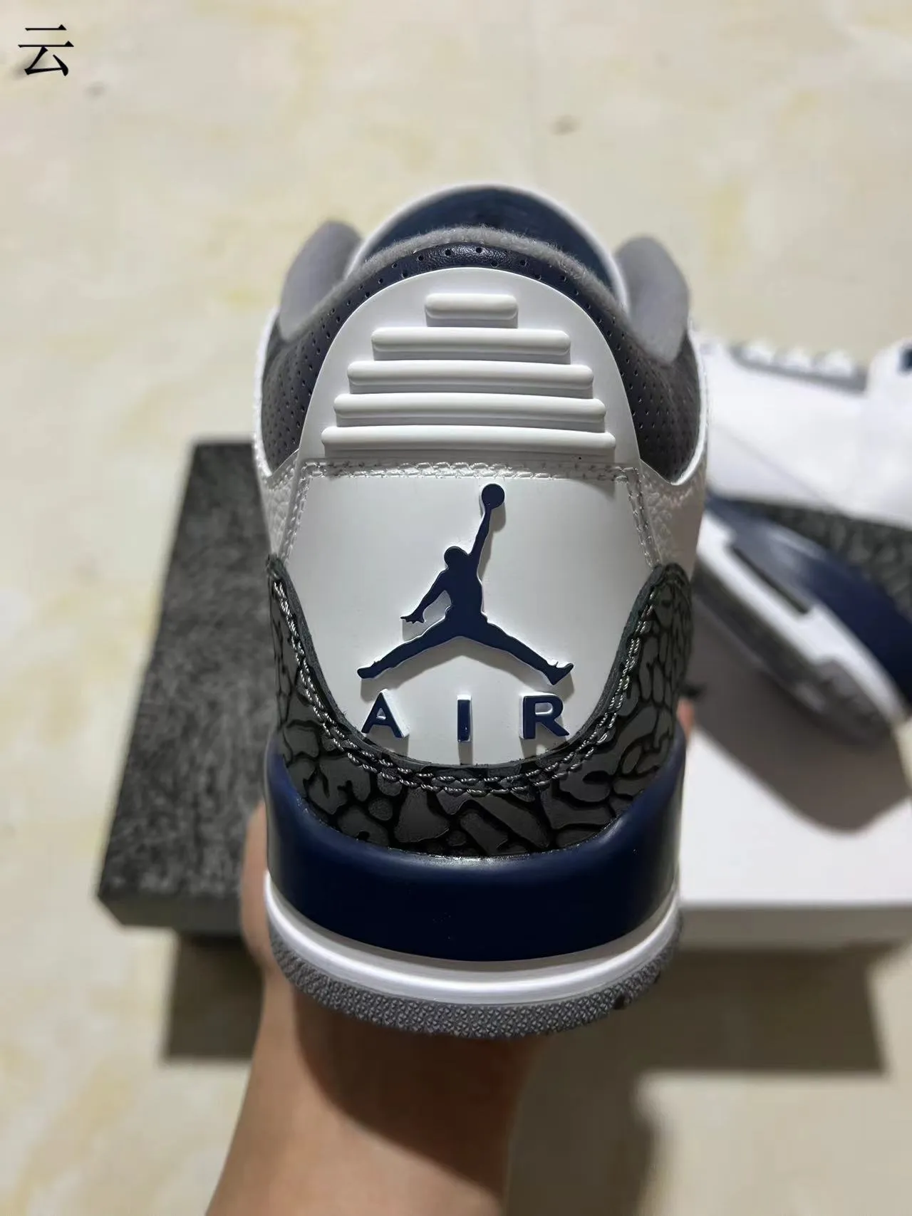 Air Jordan 3 White Navy Elephant Print Basketball Shoes 8