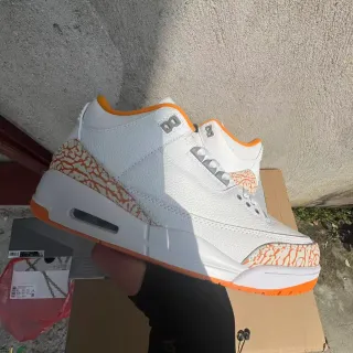 Air Jordan 3 White Orange Elephant Print Basketball Shoes
