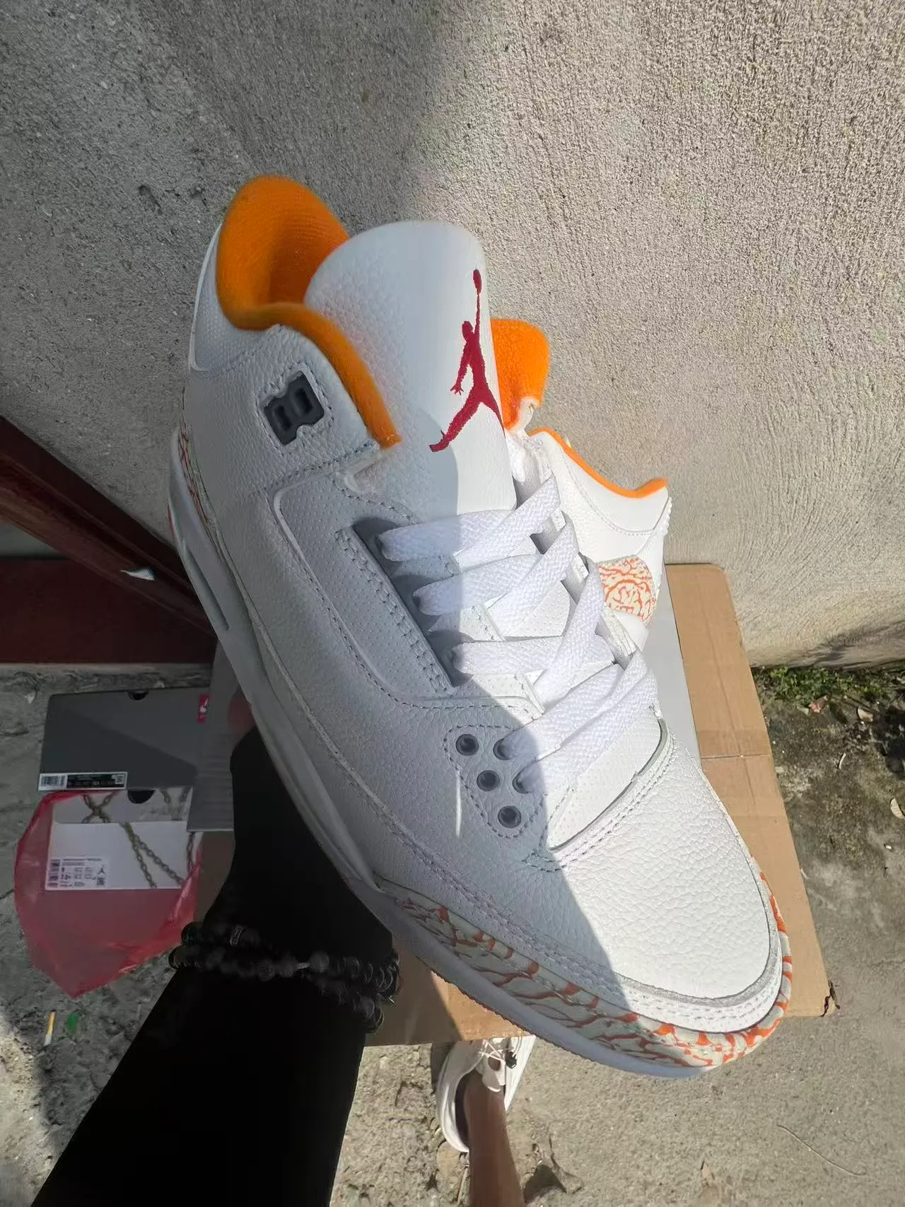 Air Jordan 3 White Orange Elephant Print Basketball Shoes 2
