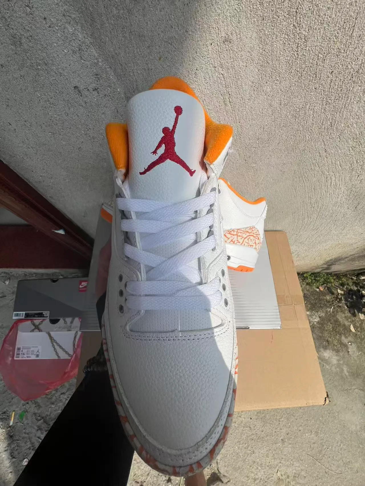 Air Jordan 3 White Orange Elephant Print Basketball Shoes 3