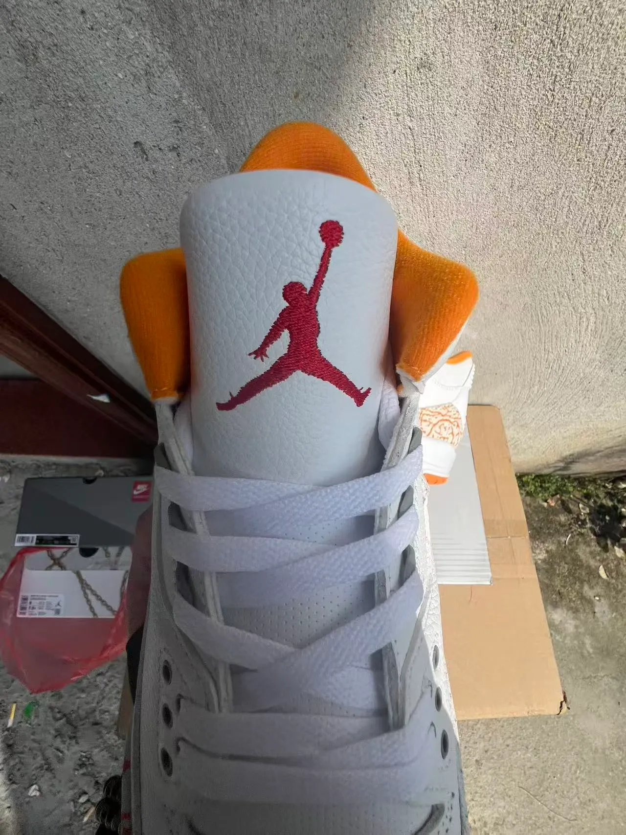 Air Jordan 3 White Orange Elephant Print Basketball Shoes 4