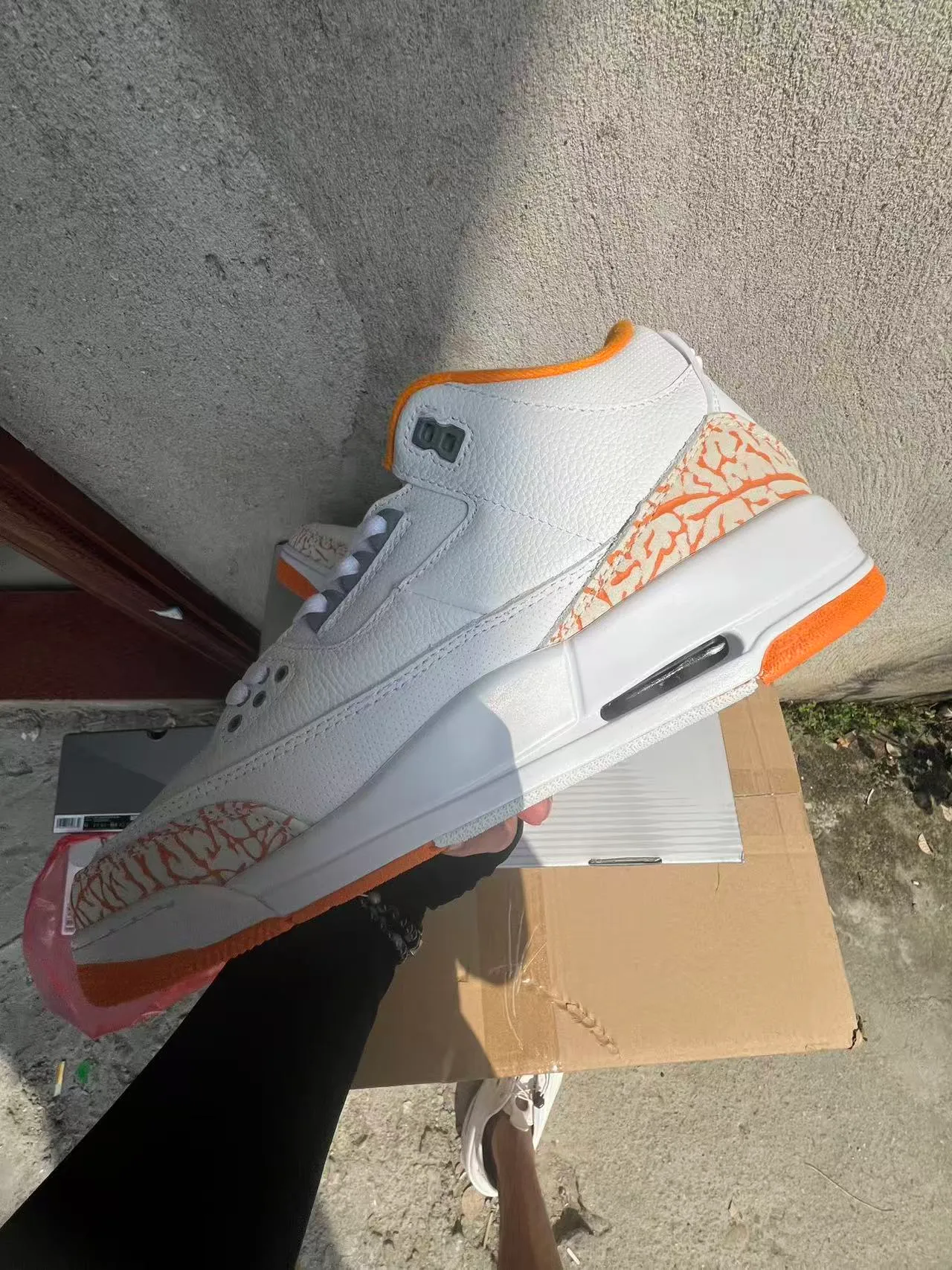 Air Jordan 3 White Orange Elephant Print Basketball Shoes 5