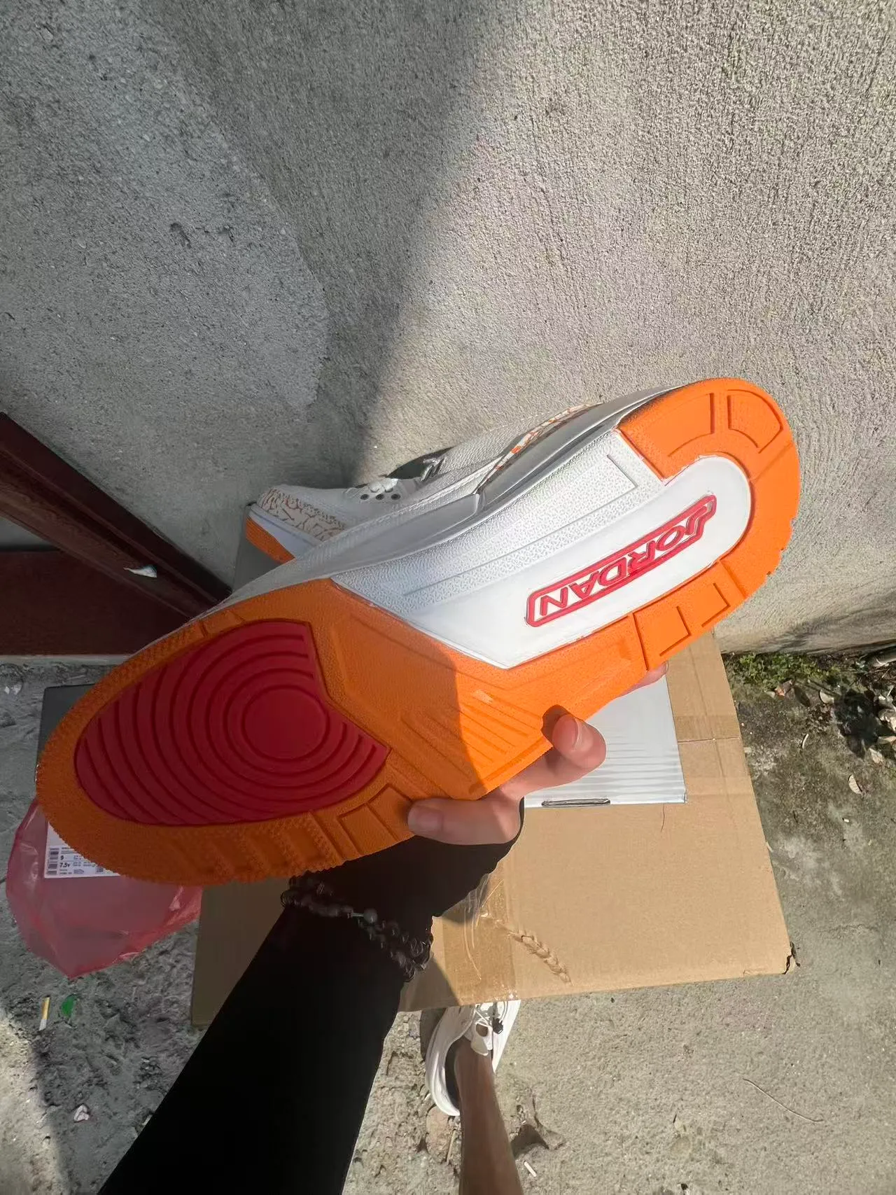 Air Jordan 3 White Orange Elephant Print Basketball Shoes 6