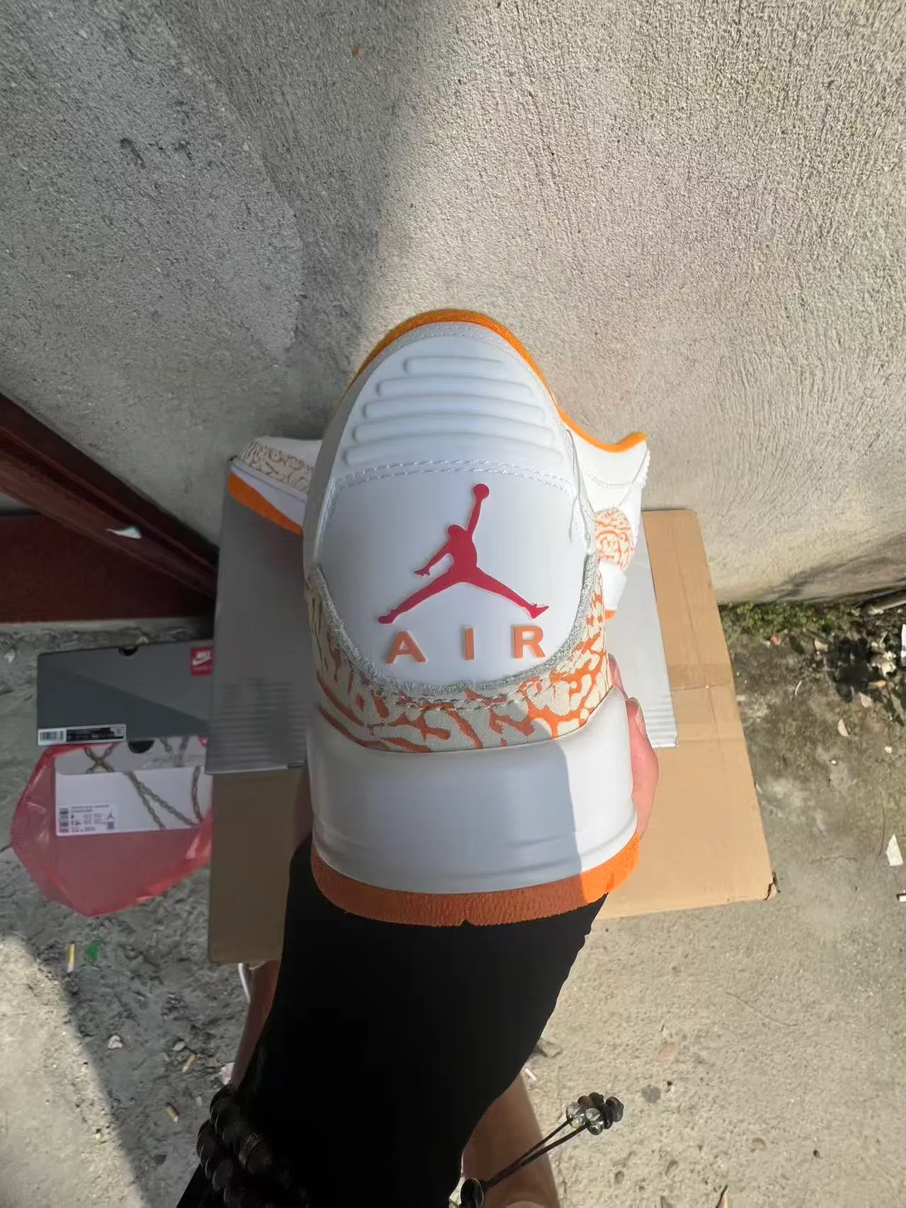 Air Jordan 3 White Orange Elephant Print Basketball Shoes 8