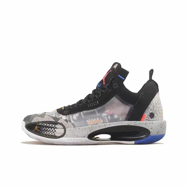 Zapatillas de baloncesto de caña alta Air Jordan 34 en blanco y turquesa translúcido 3