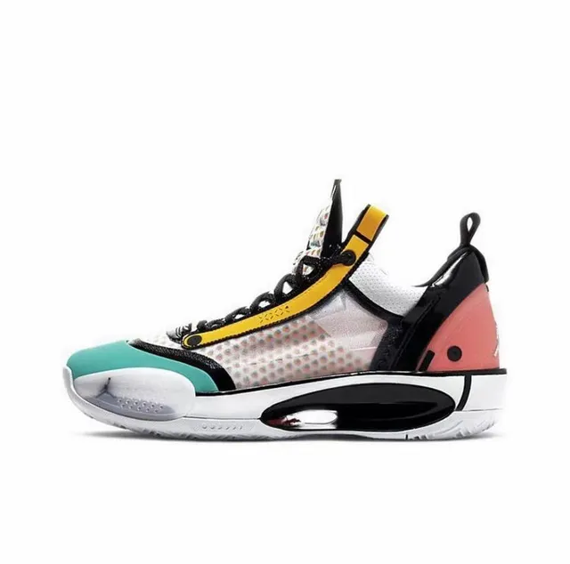 Zapatillas de baloncesto de caña alta Air Jordan 34 en blanco y turquesa translúcido 5