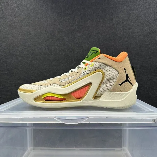 Air Jordan 37 tênis de basquete cáqui laranja verde 2