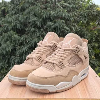 Air Jordan 4 Beige Suede and Mesh High-Top Basketball Shoes 3