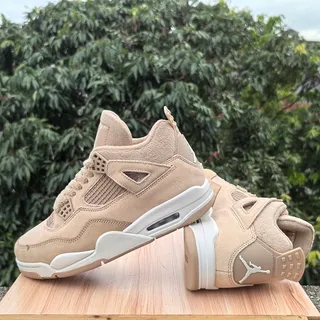 Air Jordan 4 Beige Suede and Mesh High-Top Basketball Shoes 4
