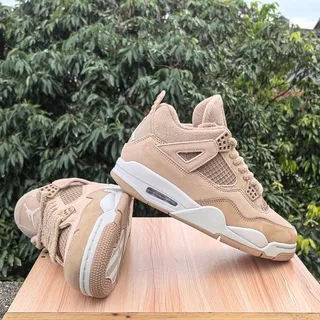 Air Jordan 4 Beige Suede and Mesh High-Top Basketball Shoes 5