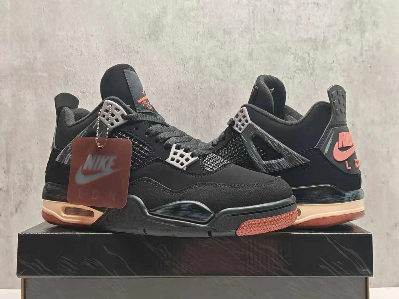 Air Jordan 4 Black Orange Basketball Shoes 2
