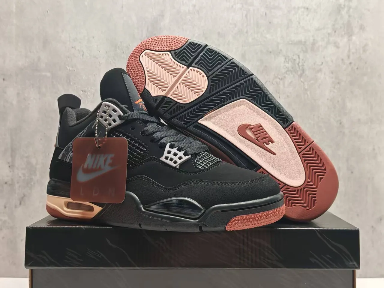 Air Jordan 4 Black Orange Basketball Shoes 3