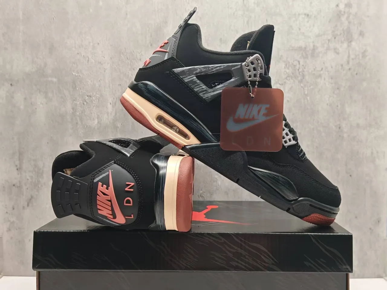 Air Jordan 4 Black Orange Basketball Shoes 4
