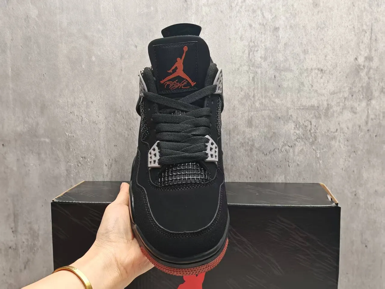 Air Jordan 4 Black Orange Basketball Shoes 8