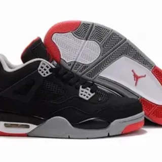 Air Jordan 4 Black Red Gray Basketball Shoes