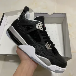 Air Jordan 4 Black White Silver Basketball Shoes