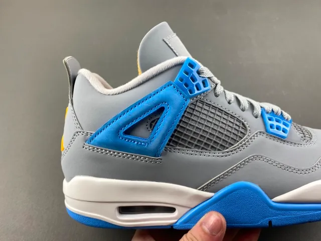 Air Jordan 4 ग्रे ब्लू येलो बास्केटबॉल जूते 3