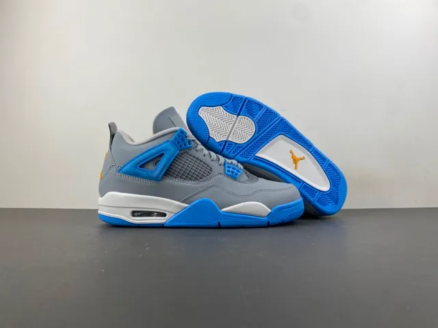Air Jordan 4 ग्रे ब्लू येलो बास्केटबॉल जूते 12
