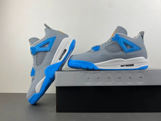 Air Jordan 4 ग्रे ब्लू येलो बास्केटबॉल जूते 14