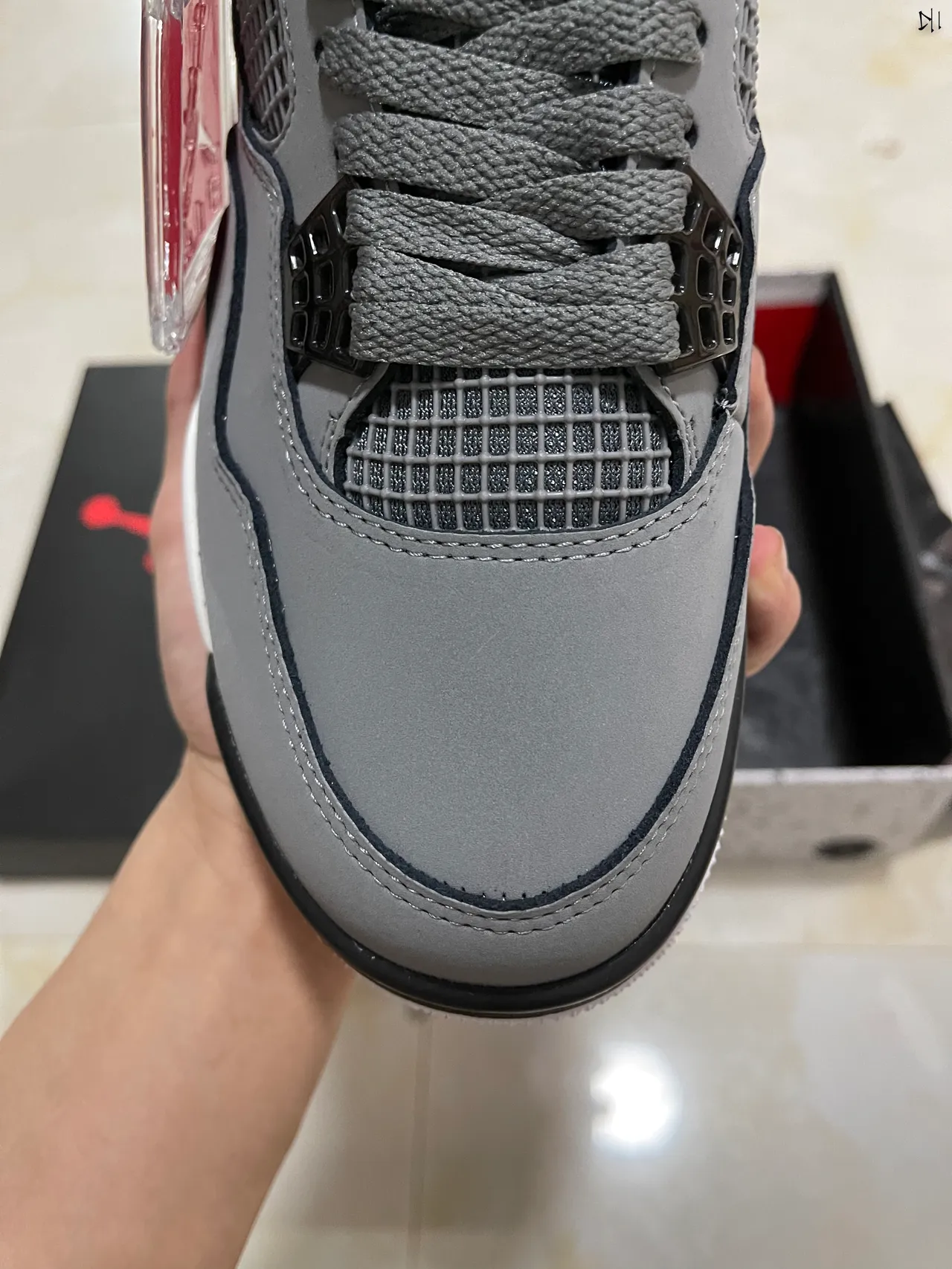 Air Jordan 4 Gray White Black Basketball Shoes 3