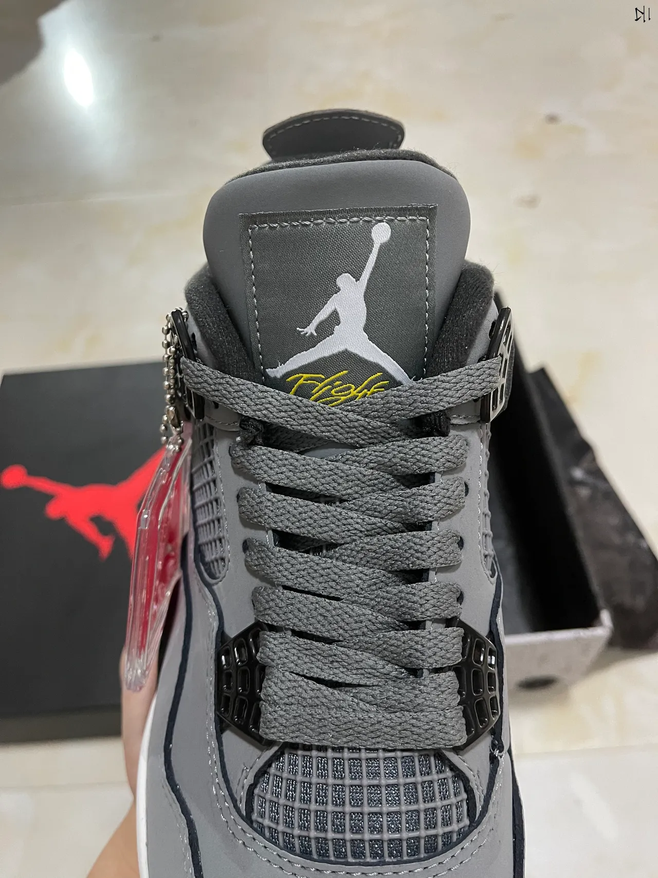 Air Jordan 4 Gray White Black Basketball Shoes 4