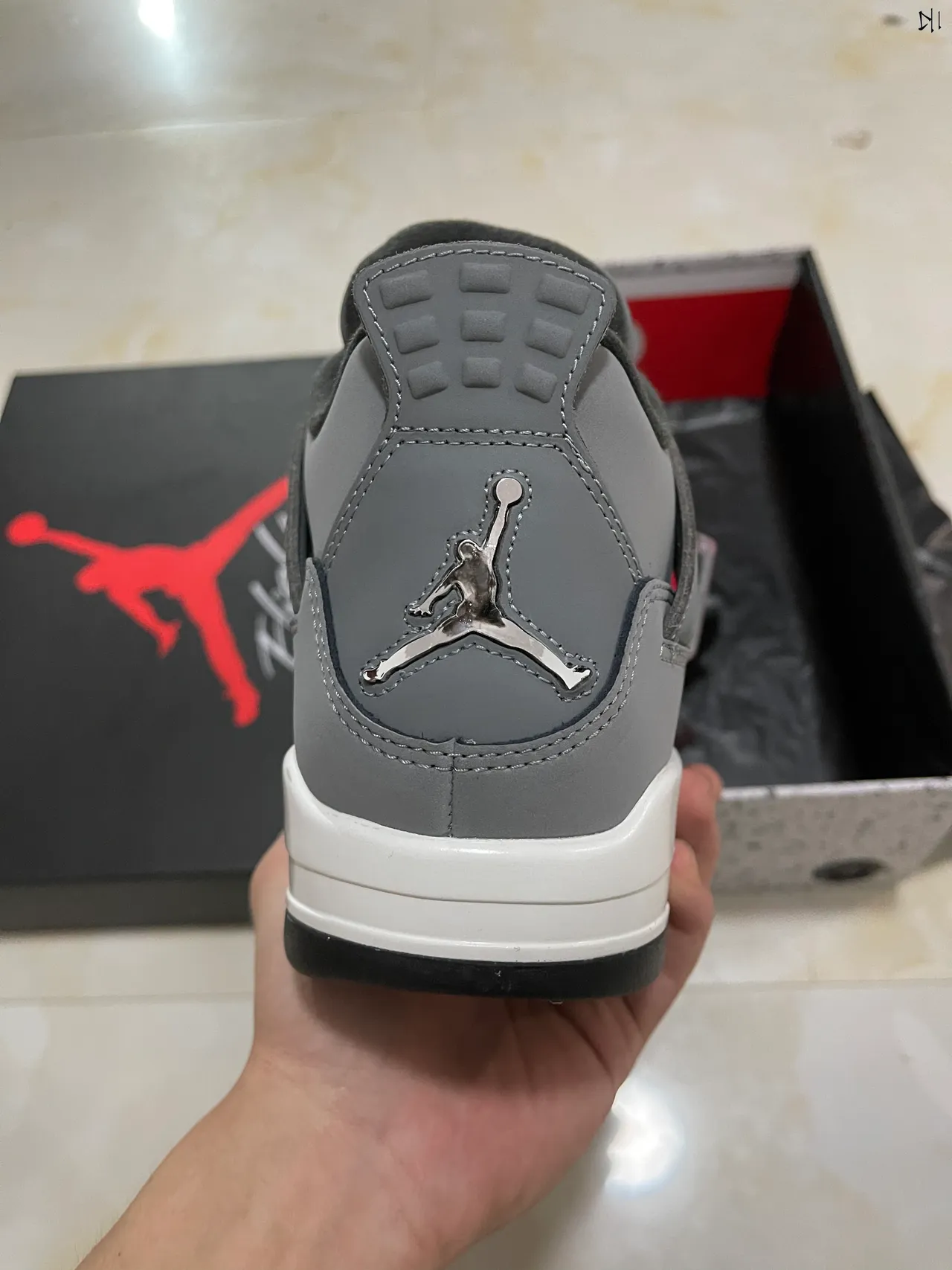 Air Jordan 4 Gray White Black Basketball Shoes 7