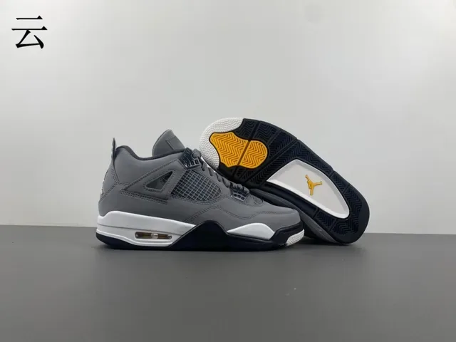 Air Jordan 4 Gris Blanc Noir Chaussures de Basketball 12