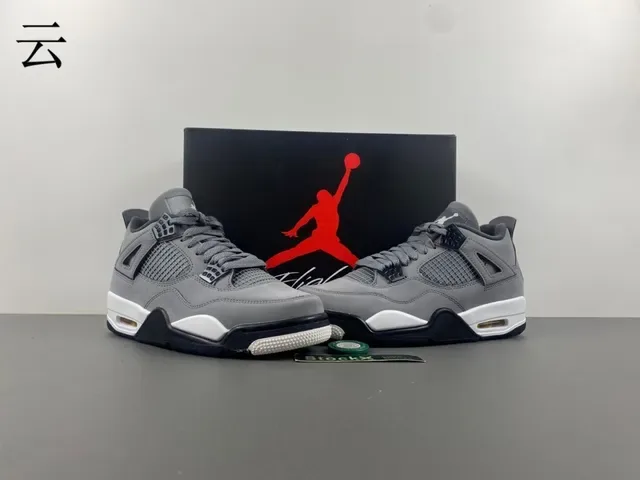 Air Jordan 4 Gris Blanc Noir Chaussures de Basketball 13