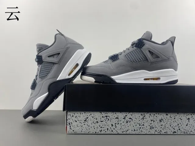 Air Jordan 4 Gris Blanc Noir Chaussures de Basketball 14