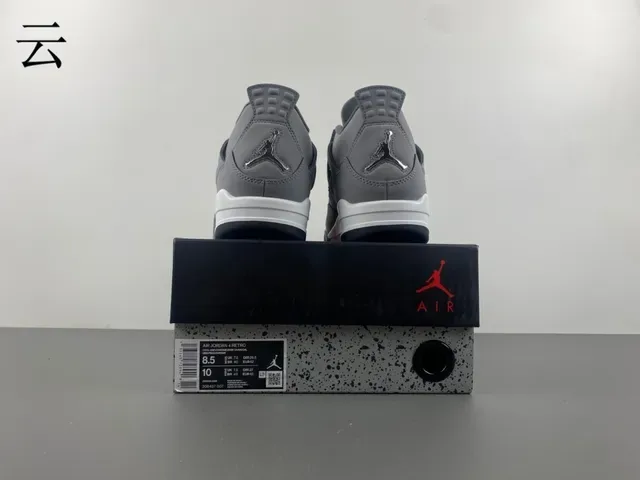Air Jordan 4 Gris Blanc Noir Chaussures de Basketball 16