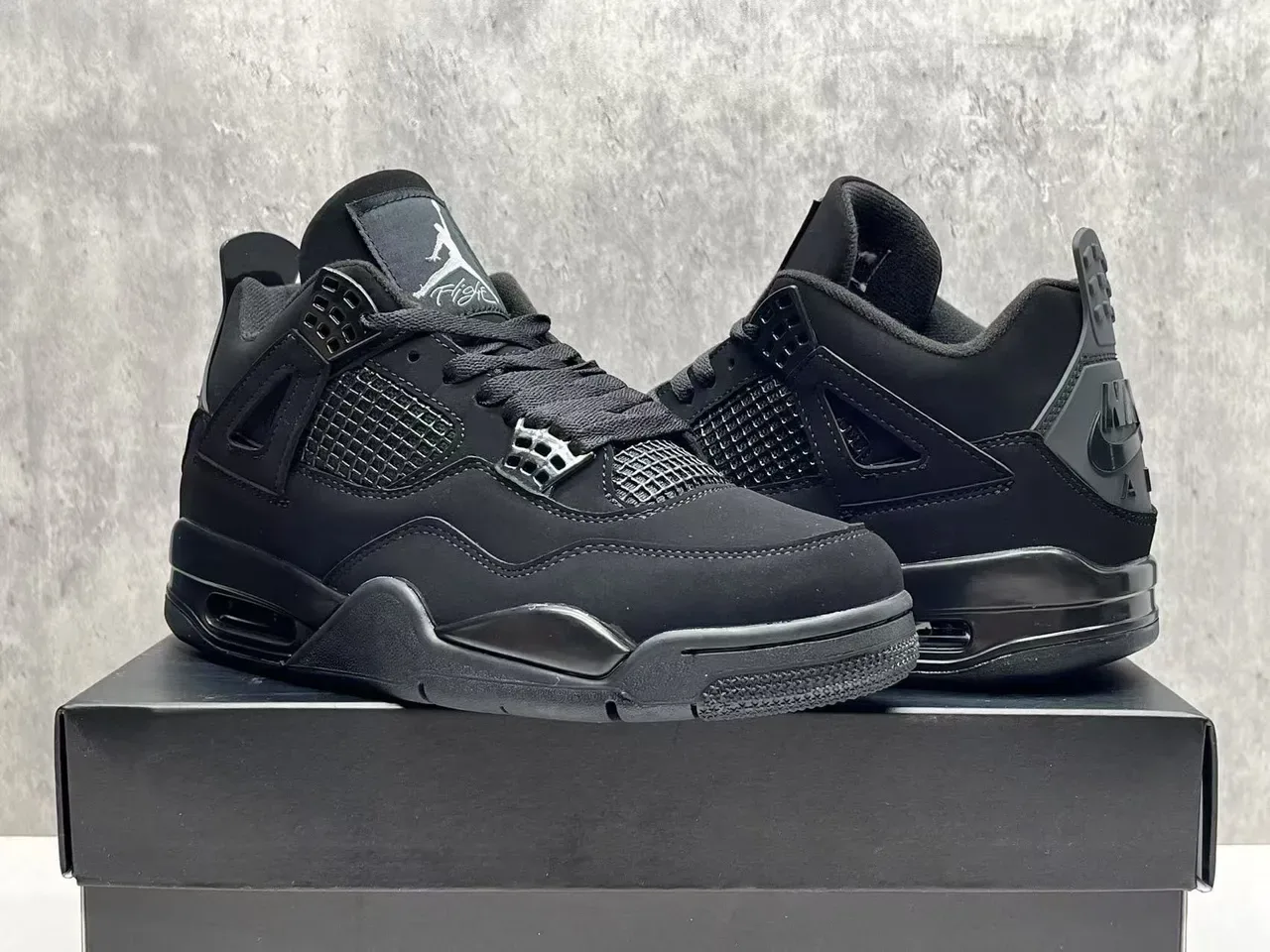 Air Jordan 4 Chaussures de Basketball Noires Monochromatiques 4