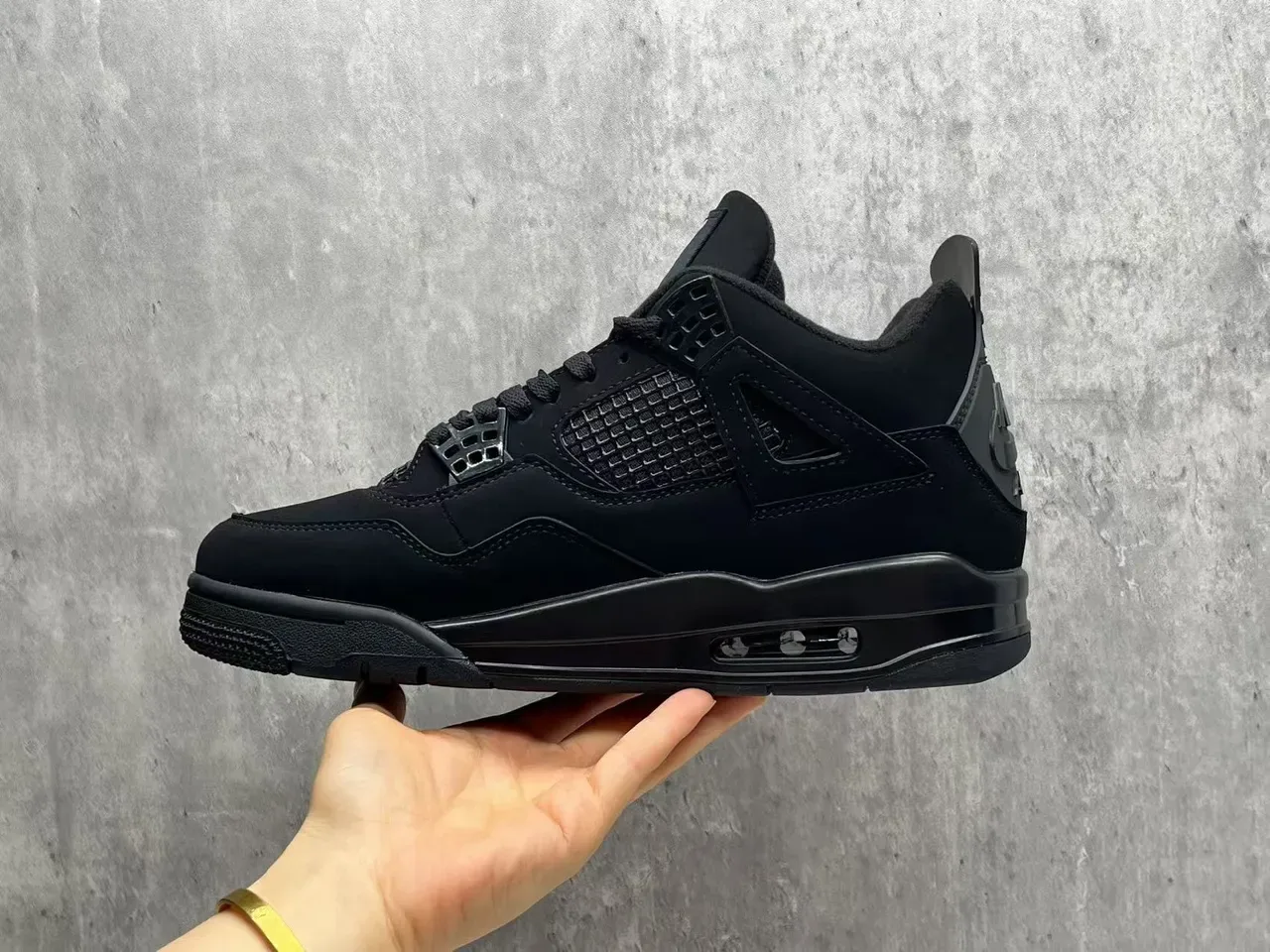Air Jordan 4 Chaussures de Basketball Noires Monochromatiques 11