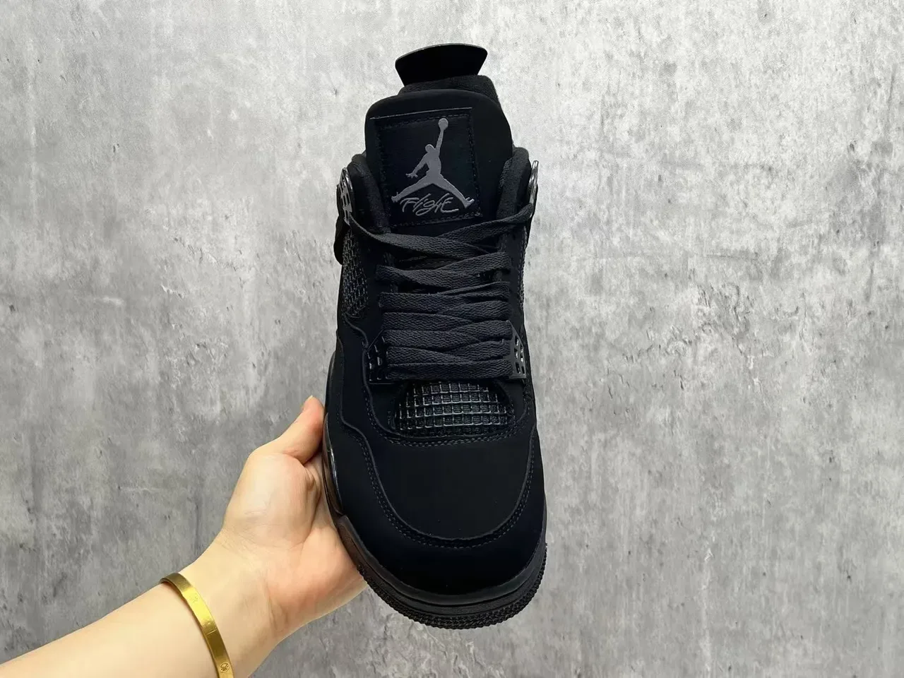 Air Jordan 4 Chaussures de Basketball Noires Monochromatiques 12