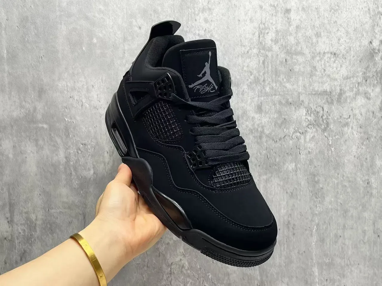 Air Jordan 4 Chaussures de Basketball Noires Monochromatiques 13