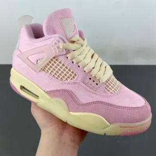 Air Jordan 4 Tênis de Basquete Alta Lona Suede Rosa