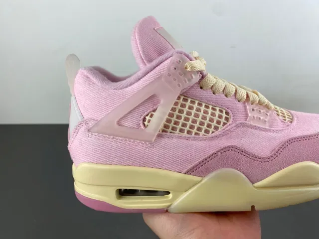 Air Jordan 4 أحذية كرة السلة عالية الارتفاع وردي كانفاس سويدي 3