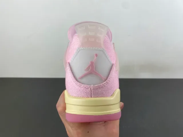 Air Jordan 4 أحذية كرة السلة عالية الارتفاع وردي كانفاس سويدي 4