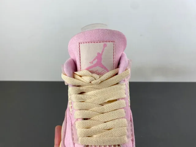 Air Jordan 4 أحذية كرة السلة عالية الارتفاع وردي كانفاس سويدي 6