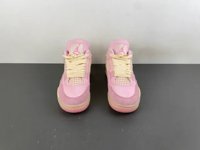 Air Jordan 4 أحذية كرة السلة عالية الارتفاع وردي كانفاس سويدي 11