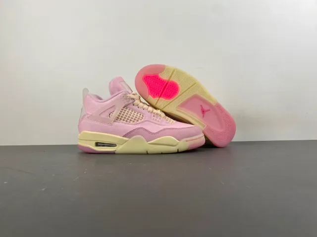 Air Jordan 4 أحذية كرة السلة عالية الارتفاع وردي كانفاس سويدي 12
